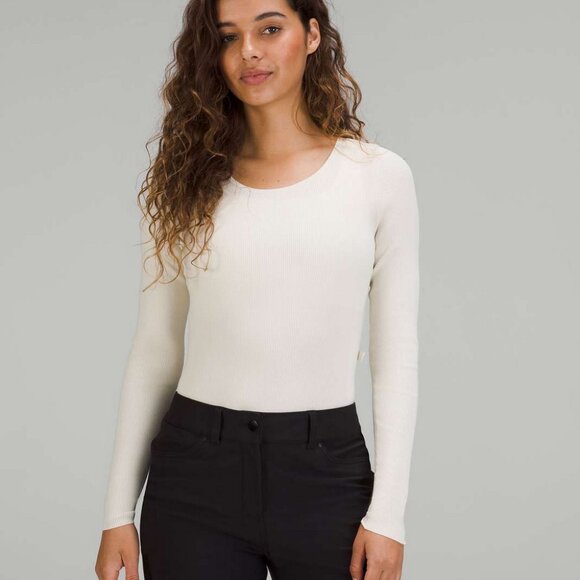 Lululemon Tight-Fit Long-Sleeve Knit Bodysuit BNWT! Size XS Bone - Picture 4 of 10